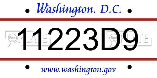 11223D9 District Of Columbia License Plate