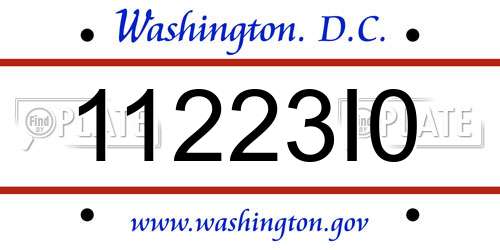 11223I0 District Of Columbia License Plate