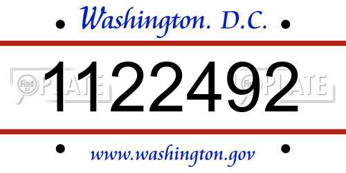 1122492 District Of Columbia License Plate