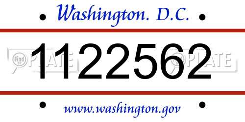 1122562 District Of Columbia License Plate