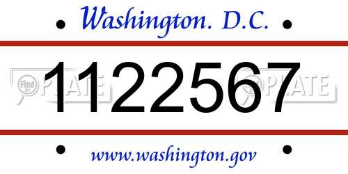 1122567 District Of Columbia License Plate