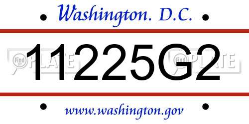 11225G2 District Of Columbia License Plate