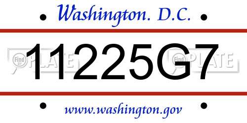 11225G7 District Of Columbia License Plate