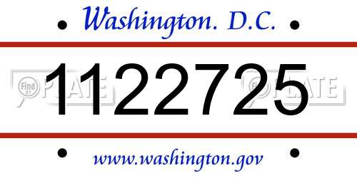 1122725 District Of Columbia License Plate