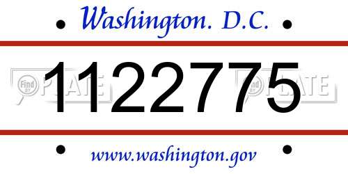 1122775 District Of Columbia License Plate