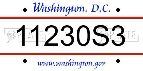 11230S3 District Of Columbia License Plate