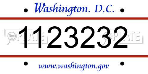 1123232 District Of Columbia License Plate