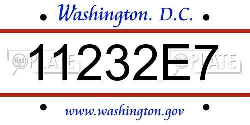 11232E7 District Of Columbia License Plate