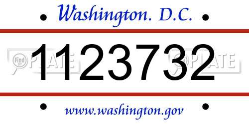 1123732 District Of Columbia License Plate