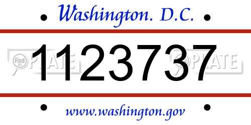 1123737 District Of Columbia License Plate