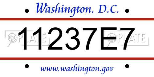 11237E7 District Of Columbia License Plate