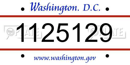1125129 District Of Columbia License Plate