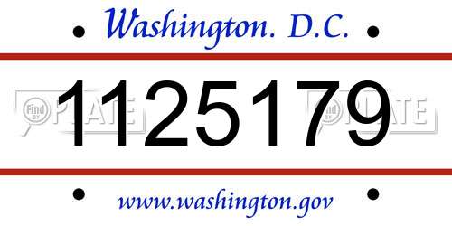 1125179 District Of Columbia License Plate