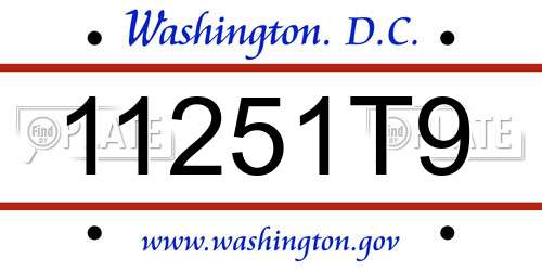11251T9 District Of Columbia License Plate