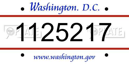 1125217 District Of Columbia License Plate
