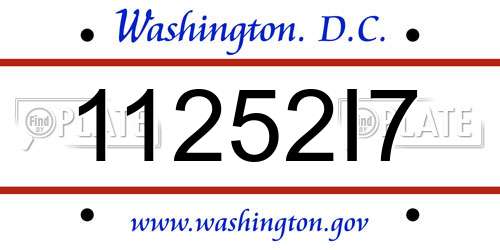 11252I7 District Of Columbia License Plate