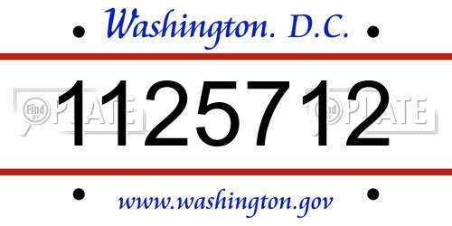 1125712 District Of Columbia License Plate