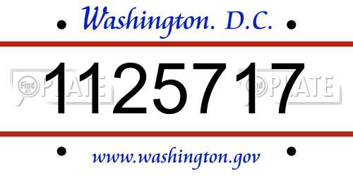 1125717 District Of Columbia License Plate