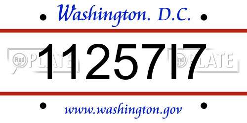 11257I7 District Of Columbia License Plate