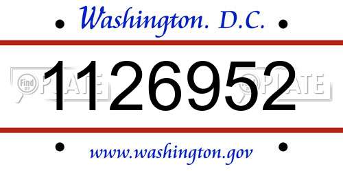 1126952 District Of Columbia License Plate