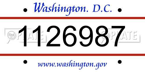 1126987 District Of Columbia License Plate