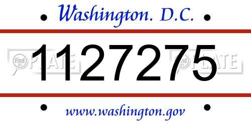 1127275 District Of Columbia License Plate