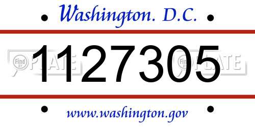 1127305 District Of Columbia License Plate