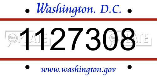 1127308 District Of Columbia License Plate