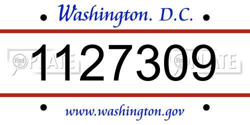 1127309 District Of Columbia License Plate