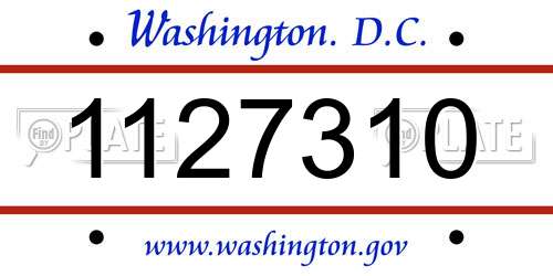 1127310 District Of Columbia License Plate