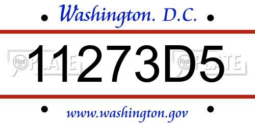 11273D5 District Of Columbia License Plate