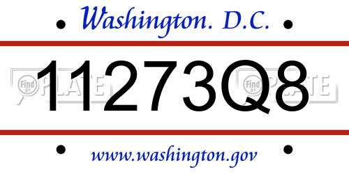 11273Q8 District Of Columbia License Plate