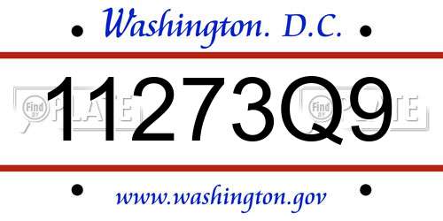 11273Q9 District Of Columbia License Plate