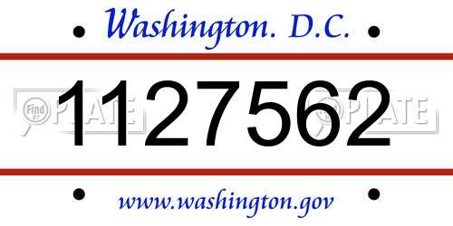 1127562 District Of Columbia License Plate