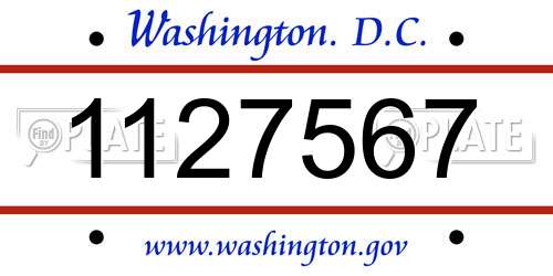 1127567 District Of Columbia License Plate