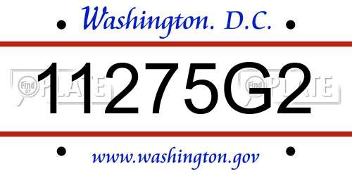 11275G2 District Of Columbia License Plate