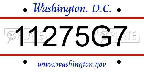 11275G7 District Of Columbia License Plate