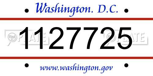 1127725 District Of Columbia License Plate
