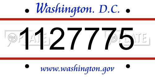 1127775 District Of Columbia License Plate