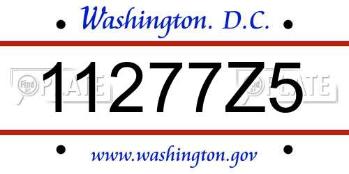 11277Z5 District Of Columbia License Plate