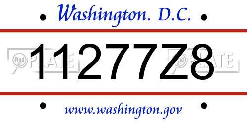 11277Z8 District Of Columbia License Plate