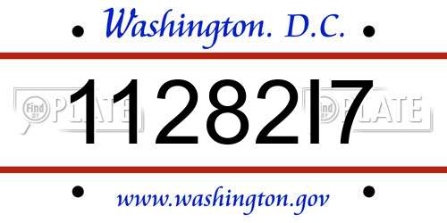 11282I7 District Of Columbia License Plate