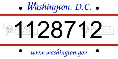 1128712 District Of Columbia License Plate