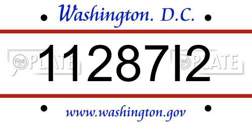 11287I2 District Of Columbia License Plate