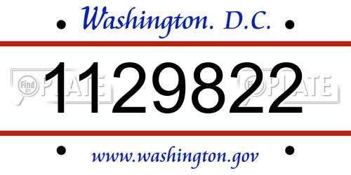 1129822 District Of Columbia License Plate