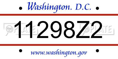 11298Z2 District Of Columbia License Plate