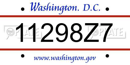 11298Z7 District Of Columbia License Plate