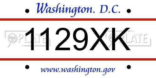 1129XK District Of Columbia License Plate