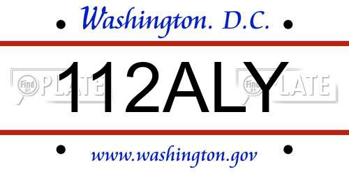 112ALY District Of Columbia License Plate