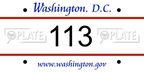 113 District Of Columbia License Plate